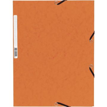 EXACOMPTA Chemise 3 rabats à élastiques orange carte lustrée