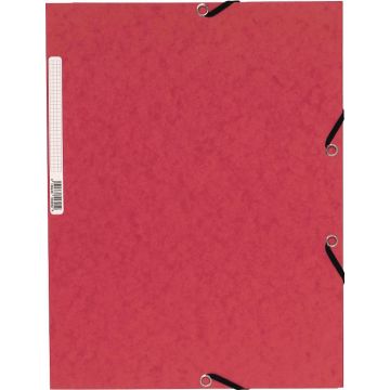 EXACOMPTA Chemise 3 rabats à élastiques rouge carte lustrée