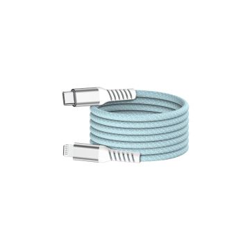Câble USB-C/Lightning magnétique, USB2,0 - 9V/3A/27W, 1mètre bleu