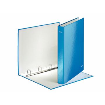LEITZ Classeur WOW 4 anneaux de 25 mm, A4, en carton solide, bleu, dos de 40 mm