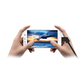Câble USB/Micro USB pivotant possibilité de mettre droit ou coudé des 2 côtés - noir 1M