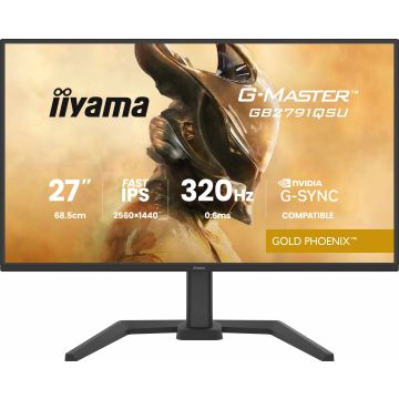 Ecran IIYAMA 27'' G-Master Gold Phoenix Noir Fast IPS 2560x1440 16:9 0.6ms 350cd/m² 320Hz 1000:1 2xHDMI DP 4xUSB HPs G-SYNC comp 15cm pied réglab haut