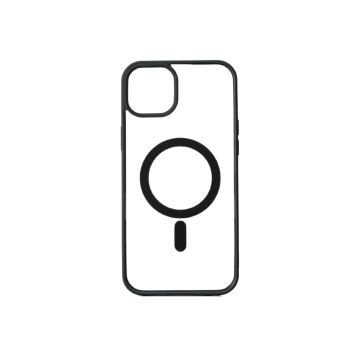 We Coque de protection RUBBER APPLE IPHONE 14 PLUS / 15 PLUS - Dos transparentcontour mat noir - Compatible MAGSAFE