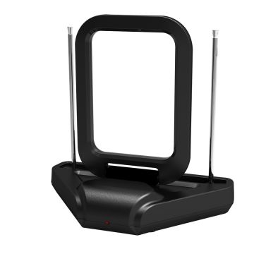 Antenne TV intérieure UHF - avec filtre 5G - compatible UHD/4K et DVB-T/DVB-T2 - portée 15 km - noire