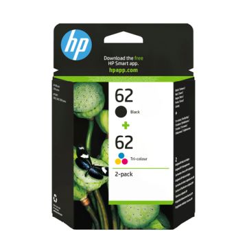 HP Pack 2 encres 62 noir 200 pages et couleur 165 pages